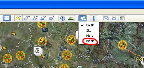 1.) prepnutie sa do Google Moon